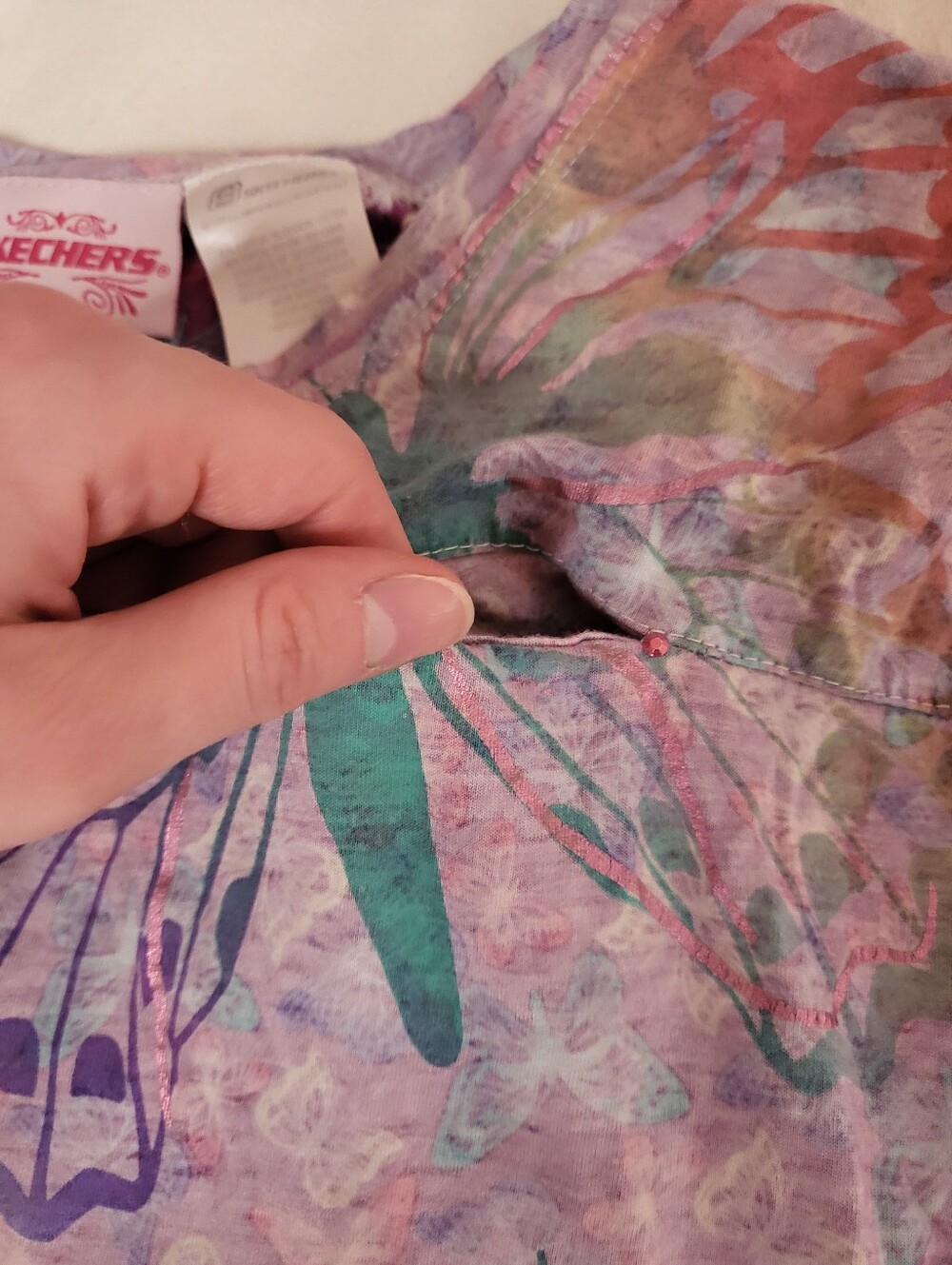 Skechers Y2K Purple Rainbow Butterfly T-Shirt - Picture 7 of 10